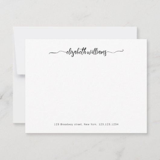 Modern Elegant Chique Zwart Script Kalligrafie Notitiekaartje (Voorkant)