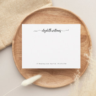 Modern Elegant Chique Zwart Script Kalligrafie Notitiekaartje
