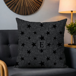 Modern Elegant Chique Zwart Star Patroon Monogram Kussen