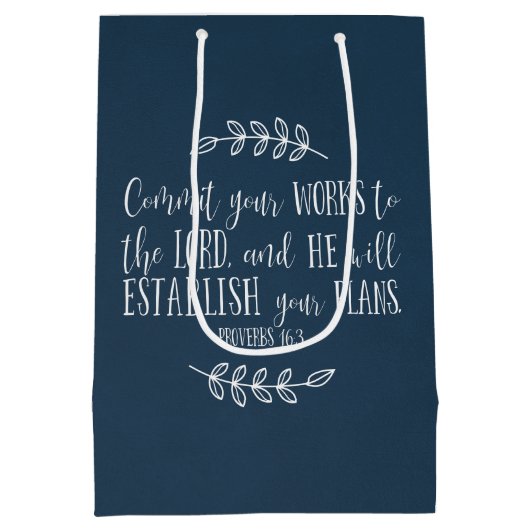 Modern Elegant Christelijk Bijbelvers Typografie Medium Cadeauzakje (Achterkant)