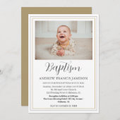 Modern Elegant Christelijk Goud Foto | Doop Kaart (Voorkant / Achterkant)