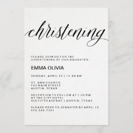 Modern Elegant Christening Text | Papier Waterverf Kaart