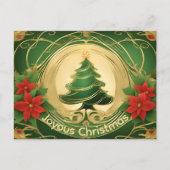 Modern Elegant Christmas Tree with Gold Color Trim Feestdagenkaart (Voorkant)