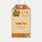 Modern Elegant Citrus Sinaasappel Baby shower Cadeaulabel (Voorkant)