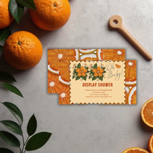 Modern Elegant Citrus Sinaasappel Baby shower Informatiekaartje