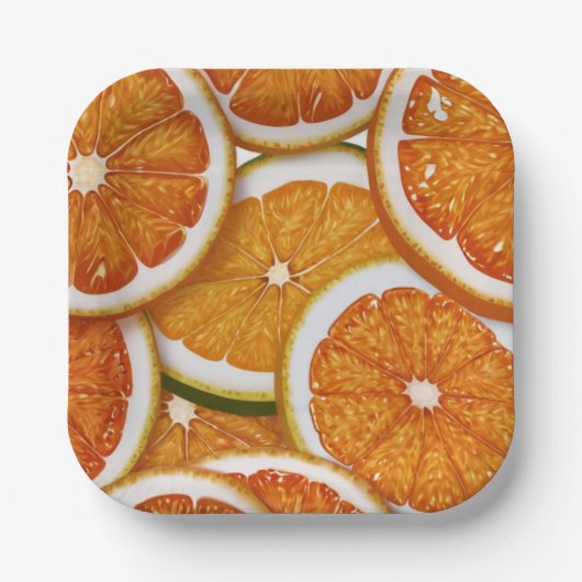 Modern Elegant Citrus Sinaasappel Baby shower Papieren Bordje (Voorkant)
