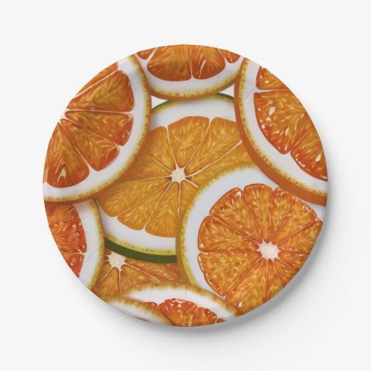 Modern Elegant Citrus Sinaasappel Baby shower Papieren Bordje (Voorkant)
