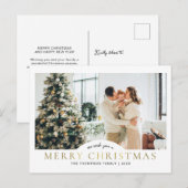 Modern Elegant Classic Goud Vrolijk Kerstmis Foto Feestdagenkaart (Voorkant / Achterkant)