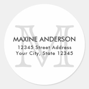 Modern Elegant Classic Gray Monogram Initiaal Ronde Sticker