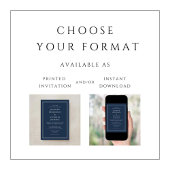Modern Elegant Classic Navy Blue Wedding Kaart