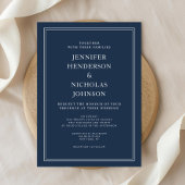 Modern Elegant Classic Navy Blue Wedding Kaart