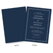 Modern Elegant Classic Navy Blue Wedding Kaart