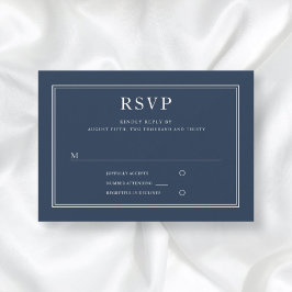 Modern Elegant Classic Navy Blue Wedding RSVP Kaartje