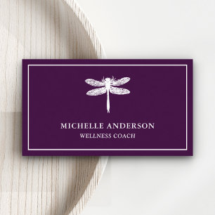 Modern Elegant Classic Paarse witte libel Visitekaartje