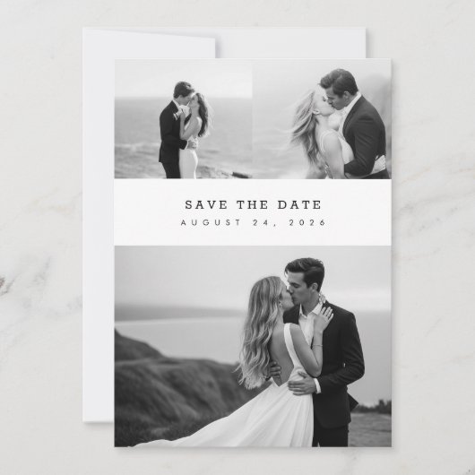 Modern Elegant Classic Photo Collage Wedding Save The Date (Voorkant)