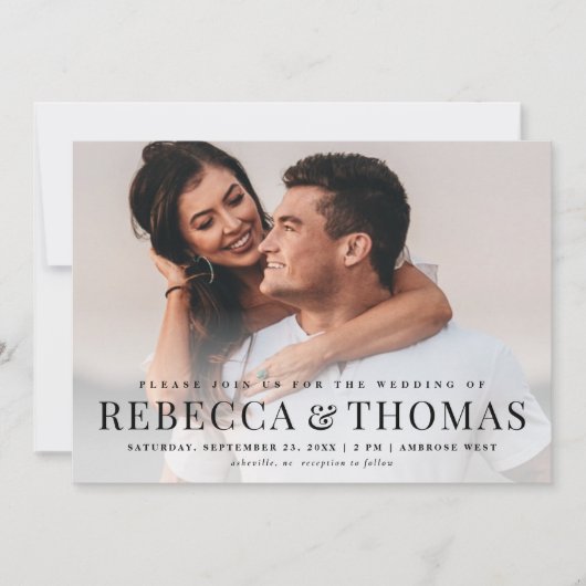 Modern Elegant Classic Photo Wedding Kaart (Voorkant)