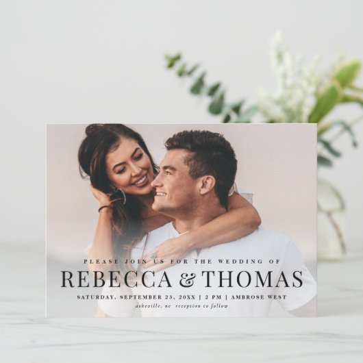 Modern Elegant Classic Photo Wedding Kaart (Staand voorkant)