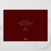 Modern Elegant Classic Red Chic Valentines Photo Folie Feestdagenkaart (Achterkant)