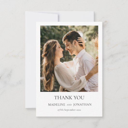 Modern Elegant Classic Typography Photo Wedding Bedankkaart (Voorkant)