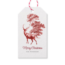 Modern Elegant Classy Red Deer Toile Woodland