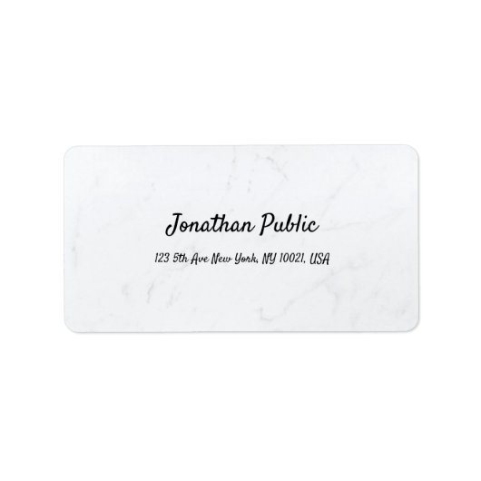 Modern Elegant Clean White Marble Plain Adres Etiket (Voorkant)