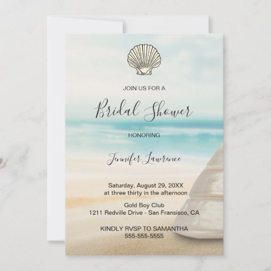 Modern Elegant Coastal Bridal Shower  Kaart (Voorkant)