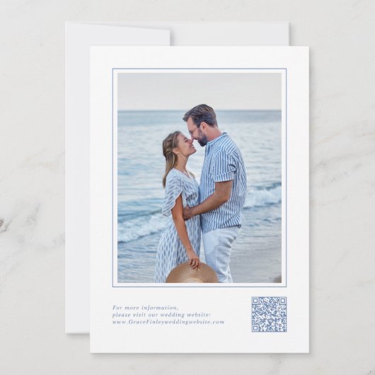 Modern Elegant Coastal Chic Blue Wedding Photo Save The Date (Achterkant)