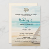 Modern Elegant Coastal Wedding Invitation Kaart (Voorkant / Achterkant)