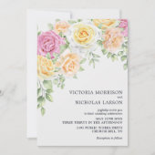 Modern Elegant Colorful Rozen Wedding Invitation Kaart (Voorkant)