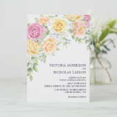 Modern Elegant Colorful Rozen Wedding Invitation Kaart (Staand voorkant)