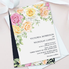Modern Elegant Colorful Rozen Wedding Invitation Kaart