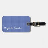 Modern Elegant Cool Denim Blue Checkered Travel Bagagelabel (Voorkant horizontaal)
