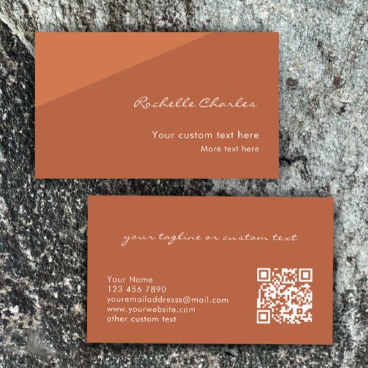 Modern Elegant Copper Tan QR Code  Visitekaartje