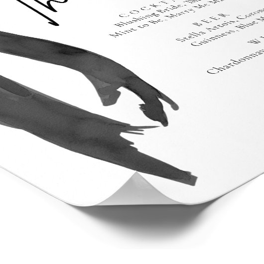 Modern Elegant Coquette Zwart Bow Het Bar Sign Poster (Hoek)