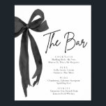 Modern Elegant Coquette Zwart Bow Het Bar Sign Poster<br><div class="desc">Modern Elegant Coquette Black Bow "The Bar" Sign 🎀🍸 Voeg een vleugje tijdloze sophisticatie toe aan uw feest met dit chique barteken, met een strakke zwarte strik en minimalistisch coquetteontwerp. Perfect voor vrijgezellenfeesten, bruiloften of stijlvolle soirées ✨, dit bewerkbare bord geeft een lijst van uw kenmerkende cocktails, wijn, bier en...</div>