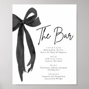 Modern Elegant Coquette Zwart Bow Het Bar Sign Poster