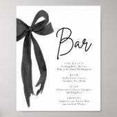 Modern Elegant Coquette Zwart Bow Het Bar Sign Poster (Voorkant)