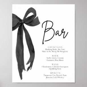 Modern Elegant Coquette Zwart Bow Het Bar Sign Poster