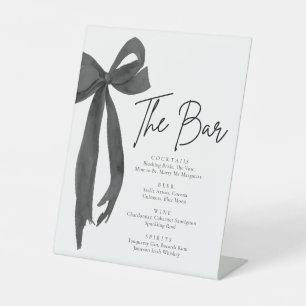 Modern Elegant Coquette Zwart Bow Het Bar Sign Reclamebord Met Voetstuk