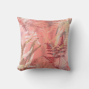 Modern Elegant Coral Pink Frond Kussen