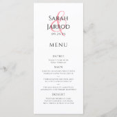 Modern Elegant Coral Pink Wedding Menu (Voorkant)