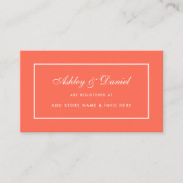 Modern Elegant Coral Wedding Registry Invoegen Kaa Informatiekaartje