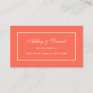 Modern Elegant Coral Wedding Registry Invoegen Kaa Informatiekaartje