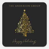 Modern Elegant Corporate Gold Christmas Holiday Vierkante Sticker (Voorkant)