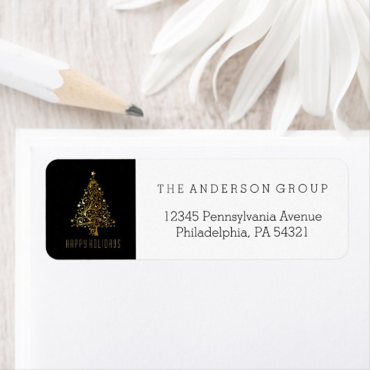 Modern Elegant Corporate Gold-kerstfeestdag Etiket (Insitu)