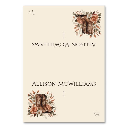 Modern Elegant Country Western- Bloemen-Vlees icoo Kaart (Voorkant)