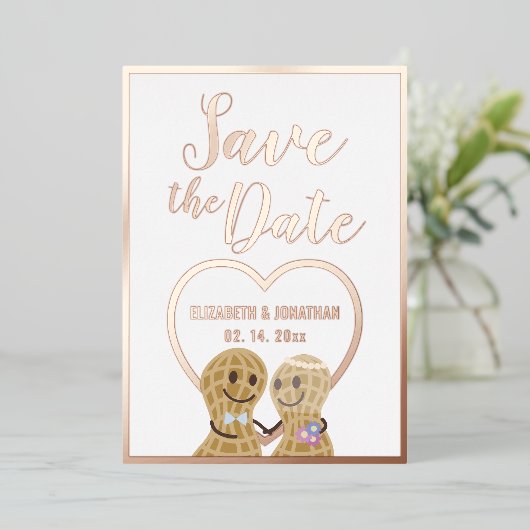 Modern Elegant Couple Photo Wedding Save the Date Folie Uitnodiging (Staand Voorkant)