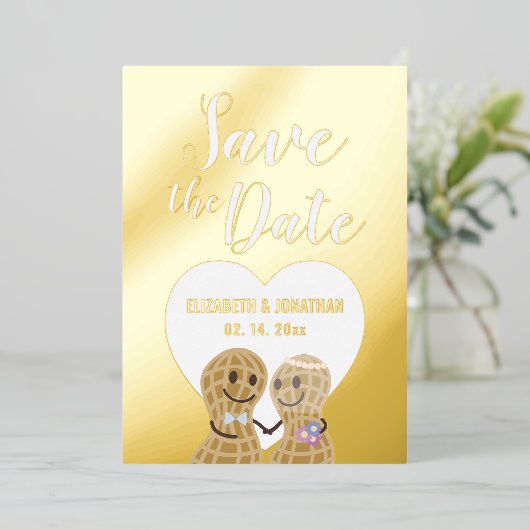 Modern Elegant Couple Photo Wedding Save the Date Folie Uitnodiging (Staand Voorkant)