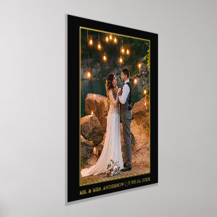 Modern Elegant Couple Wedding Photo Black en Gold Folie Afdrukken