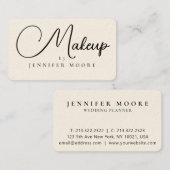 Modern Elegant Cream and Black Makeup Script Visitekaartje (Voorkant / Achterkant)